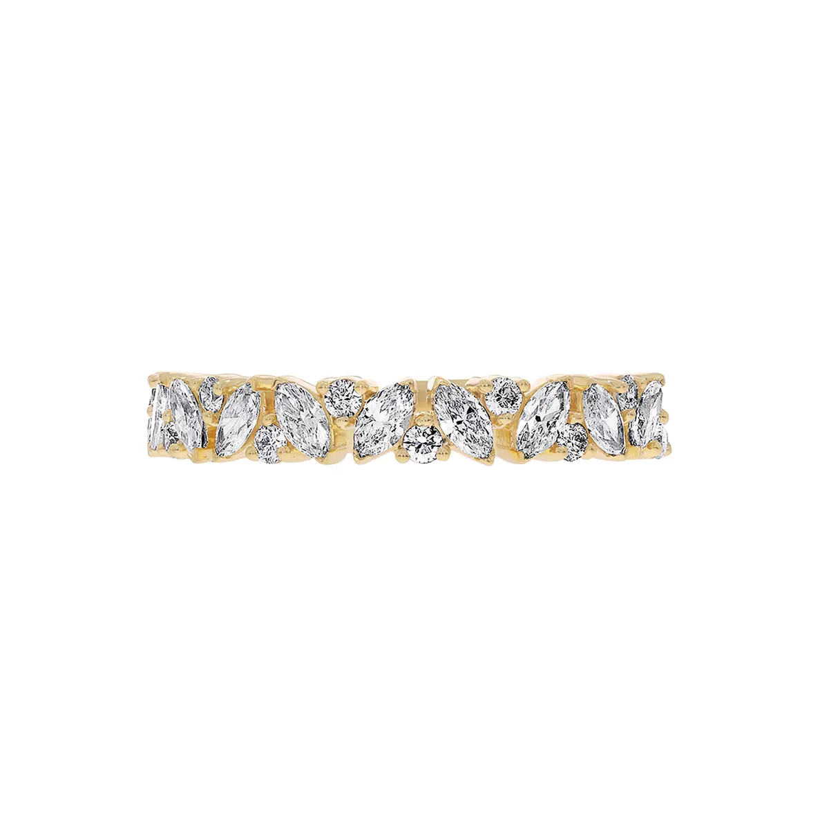 Marquise & Round Brilliant Diamond Half Eternity Band Ring LR12856A